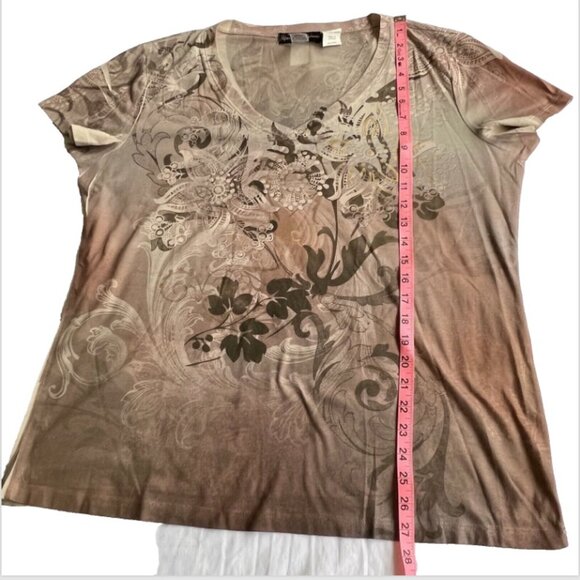 Appropriate Behavior - Smokey Pink Taupe Gold Paisley Tee Size XL (16-18) - Picture 11 of 12